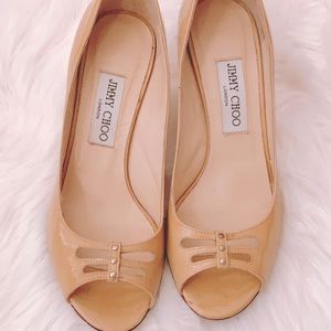 Jimmy choo Cutout peep toe pumps in nude size 38.5